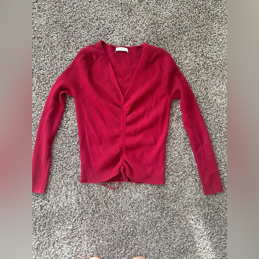 Active USA Deep Red V-Neck Cardigan